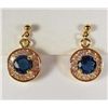 Image 1 : 956 - PAIR OF GOLD PLATED BLUE SAPPHIRE & WHITE TOPAZ EARRINGS