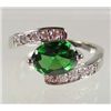 Image 1 : 932 - WHITE GOLD PLATED EMERALD & WHITE TOPAZ RING