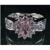 Image 1 : 946 - WHITE GOLD PLATED PINK SAPPHIRE & WHITE TOPAZ RING