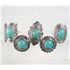 Image 1 : 509 - LOT OF 5 TIBETAN SILVER TURQUOISE COLORED STONE RINGS