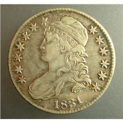 1831 BUST HALF DOLLAR, AU+ ORIGINAL MINT LUSTRE
