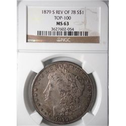 1879-S REV OF 1878 MORGAN DOLLAR NGC MS63 COLOR!