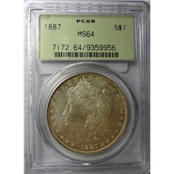 1887 MORGAN DOLLAR PCGS MS 64 GREEN LABEL