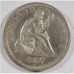 1857  Seated Liberty quarter XF  est  $65-$70