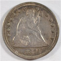 1873 no arr  Seated Liberty quarter  VF/ XF  est  $75-$80