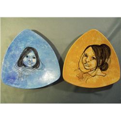 Pair Rena De Santa Fe Native American Girl Plates