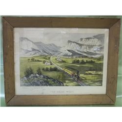 Framed Currier & Ives The Great West Older Reprint