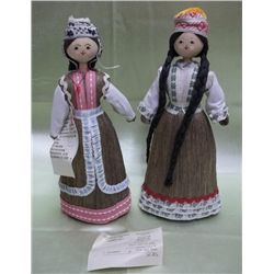 2 Russian Female Straw Dolls