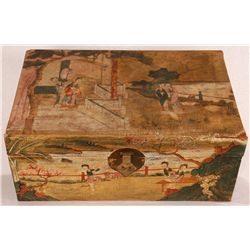 Antique Chinese Leather Bond on Wood Chest