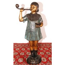 Bronze Statue Girl Blowing Bubbles 34"h