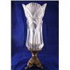 Image 1 : Crystal Vase on Bronze Pedestal 14" Tall
