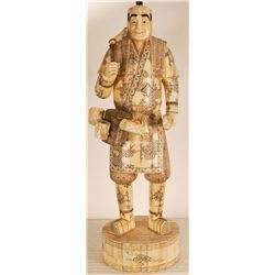 Hand Carved Japanese Bone Figure 30" Tall