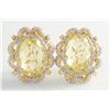 Image 1 : 14K 7.16ct Lemon Quartz and Diamond Earrings