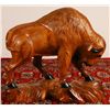 Image 1 : Hand Carved Wooden Buffalo 21" W x 18"Tall