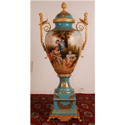 Bronze and Porcelain Hand Painted Champion Vase