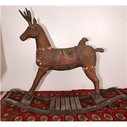 RARE Wooden Vintage German Rocking Deer 48"L