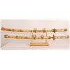 Image 1 : Hand Carved Japanese Bone Two Swords and Sheaths on Bone Stand 35"Long