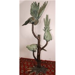 Bronze Tree with 3 Parrots
