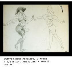 Ludovic Rodo Pissarro "Two Women" Original Drawing