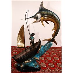 Sailfish Revenge Bronze Statue on Marble Base 41" Tall