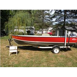 1971 Lund 16ft Aluminum boat, 25hp Evinrude motor and trailer. 2 hp kicker sells separate