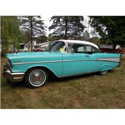 1957 Chevrolet Bel Air, 2 door hard top, Continental kit, 6 cyl, 3 speed, power steering and power b