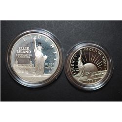 1986-S US Liberty Two-Coin Proof Set; Ellis Island Commemorative $1 & Nation Of Immigrant Commemorat