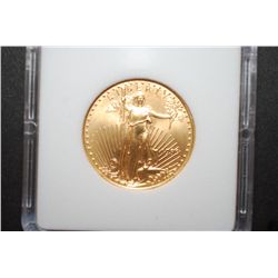 1999 US St. Gaudens $25 Gold Coin; 1/2 Oz. Fine Gold; MCPCG Graded MS66; EST. $900-1100