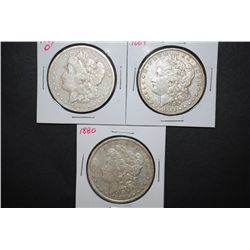 1880, 1884 & 1886-O US Silver Morgan $1; Lot of 3; EST. $100-125