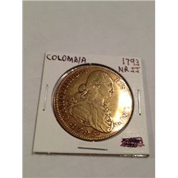 PIRATE TREASURE! 1793 GOLD COLUMBIA 8 ESCUDO COIN