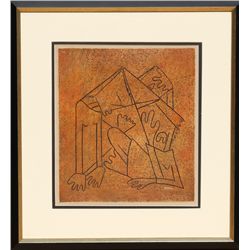 Angel Botello, Entwined Figures, Unique line painting