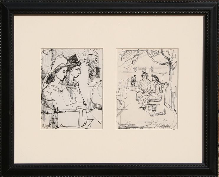 Elijah Silverman, NYC Park (Diptych), Ink Drawing