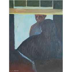 David Schwab, Man in the Window, Oil Painting