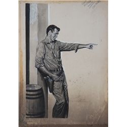 Rafael Desoto, Pointing Man with Gun, Pastel Drawing