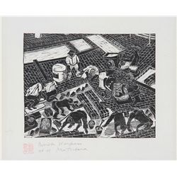 Naoka Matsubara, Briskworkers, Woodcut