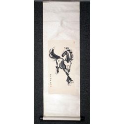 Chinese Original Scroll Painting w/ Horse, Signed