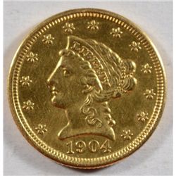 1904  $2 1/2 gold  AU58   est $300-$325