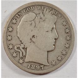 1897S  Barber half $  Good  est $115-$125