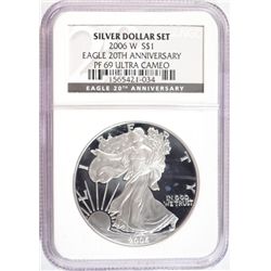 2006W 20th anniv  proof  US silver Eagle  NGC PR69UC  est $60-$75