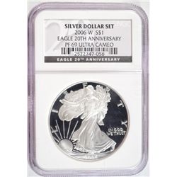2006W 20th anniv  proof  US silver Eagle  NGC PR69UC  est $60-$75