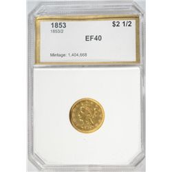 PCI 1853/2 $2 1/2 Gold EF40, "Priced as common date"