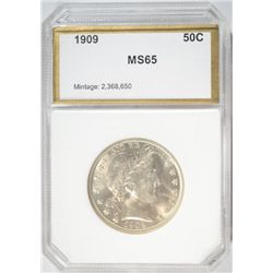 1909 BARBER HALF DOLLAR PCI MS-65