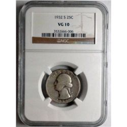 1932S  Washington quarter NGC10