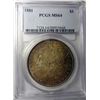 Image 1 : 1881 MORGAN SILVER DOLLAR PCGS MS64, AMAZING COLOR! EST. $155-$170
