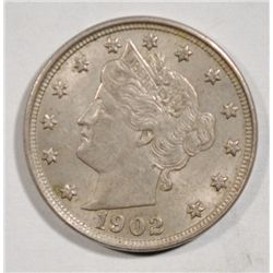 1902 LIBERTY  "V" NICKEL AU+