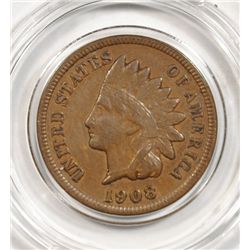 1908-S INDIAN ONE CENT XF+ NICE