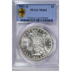 1881-O MORGAN DOLLAR PCGS MS-63 BLAST WHITE