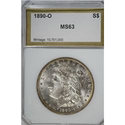 1890-O MORGAN DOLLAR PCI MS-63 TYPICAL FLAT STRIKE