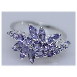 13.58 CTW TANZANITE RING .925 STERLING SILVER