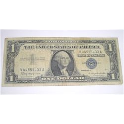 1957 B SERIES $1 SILVER CERTIFICATE BILL SERIAL # V44555433A *PLEASE LOOK AT PIC TO DETERMINE GRADE*